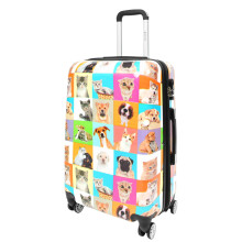 House Of Leather Four Wheels Hard Shell Suitcase Printed Expandable Luggage Dogs and Cats Print (Medium)