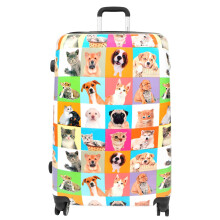 Dogs and Cats Printed Suitcases Hard Shell Expandable Travel Luggage Bags 4 Wheel (Large)