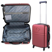 Pluto Packaging Burgundy Small Cabin Carry On Travelling Suitcase Bag with Fully Lined Interior, Handle & Combination Lock