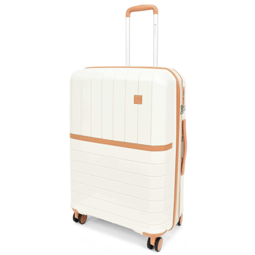 Medium Size Suitcase Hard Shell Four Wheel Luggage Excursion Milky