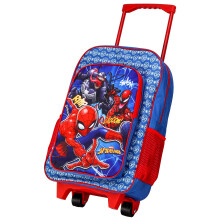 Spiderman Deluxe Trolley Backpack Childrens Travel Bag Kids Character Luggage Carrier Suitcase with Side Mesh Pockets Marvel Spider-Man