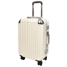 House Of Leather Metal Frame 4 Wheels Hard Shell Cabin Size Suitcase with Dual Lock Luggage Barbuda (White, Cabin)