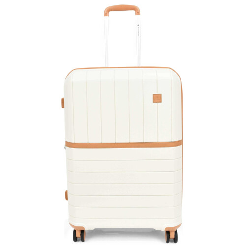 Medium Size Suitcase Hard Shell Four Wheel Luggage Excursion Milky 1