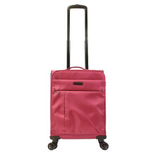 Bordlite Soft Sided Cabin Approved Hand Luggage Suitcase - Extendable Handle Dual Wheel Multi Pocket Travel Bag 46x35x20cm (Pink)
