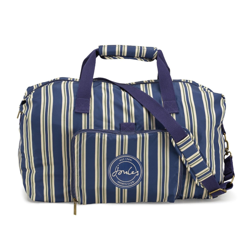 Joules Softside Foldable Packaway Duffle Bag For Travel Or Overnight, Portable, Carry On, One Size, Striped Blue