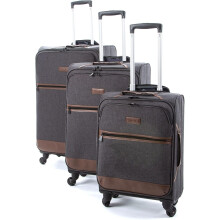 JCB Lightweight 4 Wheel Black Suitcase Luggage Travel Cabin Bag, Easy Roll Suitcase (24" Black)