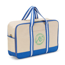 Joules Boat Club Travel Collection Duffle Bag, 24L Carry On Luggage, Natural Blue