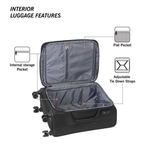 Linea Florence Luggage Soft Suitcase Black 18in/45cm 2
