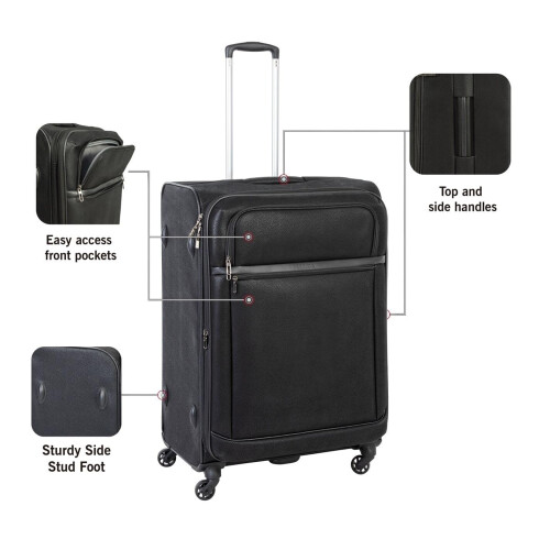 Linea Rome Soft Suitcase Black 22in/55cm 1