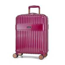 Rock Selene Small Hard Shell Cabin Suitcase in Pink - Elegant Design, 360 Swivel-Wheels, Telescopic Handle, Metallic Finish with Copper Accents & TSA