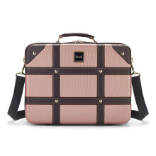 Rock Vintage Vanity Hard Shell Vanity Case in Pink ? Hand Luggage Approved, Removable Shoulder & Suitcase Handle Strap, Lockable Zips ? 29.5 x 37