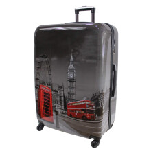 Rocklands London Lightweight 4 Wheel Hard Shell PC London Printed Luggage Suitcase Cabin Bag PC-05 (Medium 25" (H70xW45xD26cm))