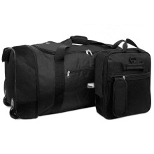 32 Inch Large Folding Wheeled Travel Sports Cargo Holdall Duffle Bag (Black)