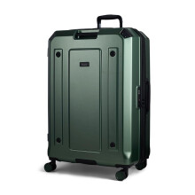 Rock Alpine Large Hard Shell Suitcase in Dark Green - Expandable Luggage with Corner Protectors, Hooked Bumper Sides, 360 Swivel-Wheels & TSA