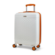Rock Love Island Suitcase in White with Orange - Small Hard Shell Case for Style Seekers & Travel Lovers - Lightweight & Durable, 360 Swivel Wheels &
