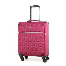 Rock Jewel Small Soft Shell Cabin Suitcase in Pink - Your Travel Hidden Gem, 4 Wheels, Telescopic Handle, Corner Piping Protectors, Underside