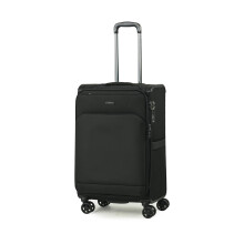 Rock Georgia 68cm Lightweight Expanding 8 Wheel Spinner Luggage with Corner Protectors Black