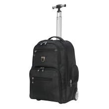 Wheeled Backpack Trolley Laptop Rucksack Cabin Hand Luggage Camping Hiking Travel Bag - RT633 (Black)