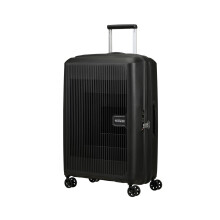 American Tourister Aerostep - Spinner M, Expandable Case, 67 cm, 66.5/72.5 L, Black (Black)
