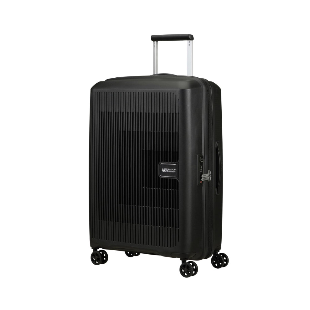 American Tourister Aerostep - Spinner M, Expandable Case, 67 Cm, 66.5/72.5 L, Black (Black)