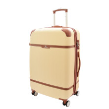 House Of Leather Medium Size Suitcase Hard Shell Retro Vintage Four Wheel Luggage Jupiter Milky