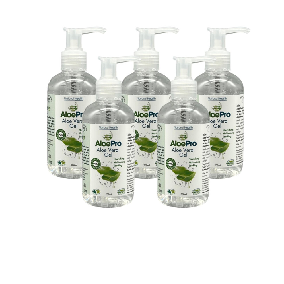 Aloepro Aloe Pro Pure Vegan Aloe Vera Gel 200Ml ? Natural Aftersun, Cooling, Moisturising & Soothing | Cruelty Free | For Skin & Hair | Bug Bites, Minor