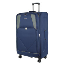 ARIANA? Lightweight 4 Wheel Spinner Soft Shell Suitcase Luggage Carry On Cabin Travel Bag RT905 (Navy, 32" XLarge (H88xW50xD33 cm))