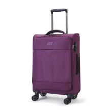 Rock Paris Small Soft Shell Cabin Suitcase in Purple - 360 Swivel-Wheels, Lightweight & Stylish Design, Telescopic Handle & TSA Combination Lock -