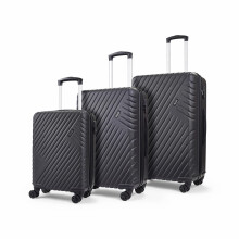 Rock Santiago Set of 3 Hard Shell Suitcases in Black - 360 Swivel-Wheels, Lightweight & Stylish Design, Telescopic Handle & Combination Lock - Small,