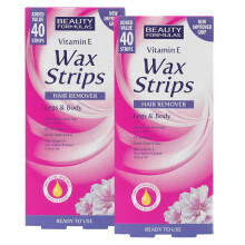 Beauty Formulas Cold Wax Strips 40?s (2-Pack) | Hair Removal for Legs & Body | Vitamin E Shea Butter Formula for Sensitive Skin | Bikini & Body Waxing