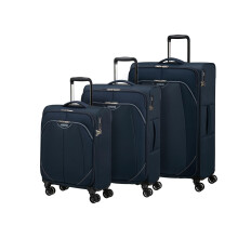 American Tourister Poproll - 3-Piece Soft Luggage Set (Cabin, Medium, Large), Lightweight - Blue (Navy)
