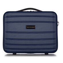 WITTCHEN Cosmetic Case Travel Suitcase Carry-On Cabin Luggage Hardshell Made of ABS Combination Lock Globe Line Dark Blue