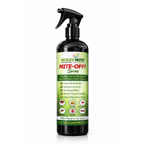 MULTI-MITE MITE OFF 500ML Flea Spray & ALL Mites Killer Home Safe