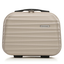 WITTCHEN Cosmetic Case Travel Suitcase Carry-On Cabin Luggage Hardshell Made of ABS Combination Lock Groove Line Beige