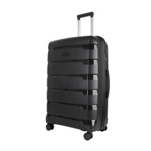JLY Large Check-in Suitcase ? Robust Hard Shell Trolley Case with TSA Lock, Aluminium Handle, and Smooth Silent Wheels ? Coal Black