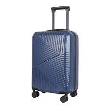 JLY Swirf Small Cabin Luggage Oxford Blue ? Polycarbonate Carry-On Suitcase with Cup Holder, 360 Spinner Wheels, TSA Lock, Soft Lining, Ideal for