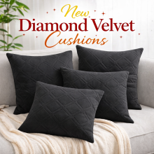 (Pack of 4, Charcoal) Diamond Embossed Velvet Cushions with Filling | Luxury Soft Throw Cushions for Sofa Bed & Living Room