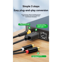 Digital Optical to 2RCA Audio Conversion Cable TV Projector Optical Digital Audio Output to Amplifier and Speakers