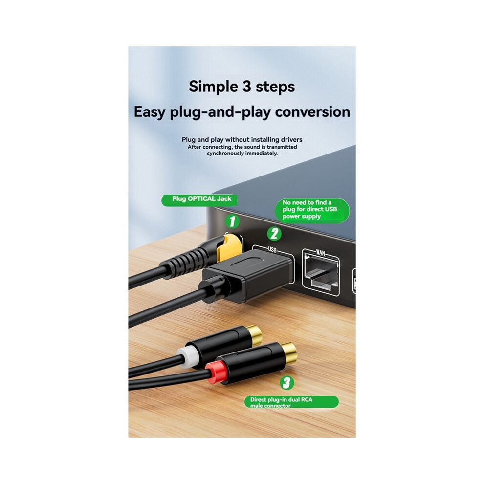 Digital Optical To 2Rca Audio Conversion Cable Tv Projector Optical Digital Audio Output To Amplifier And Speakers 4852693519286