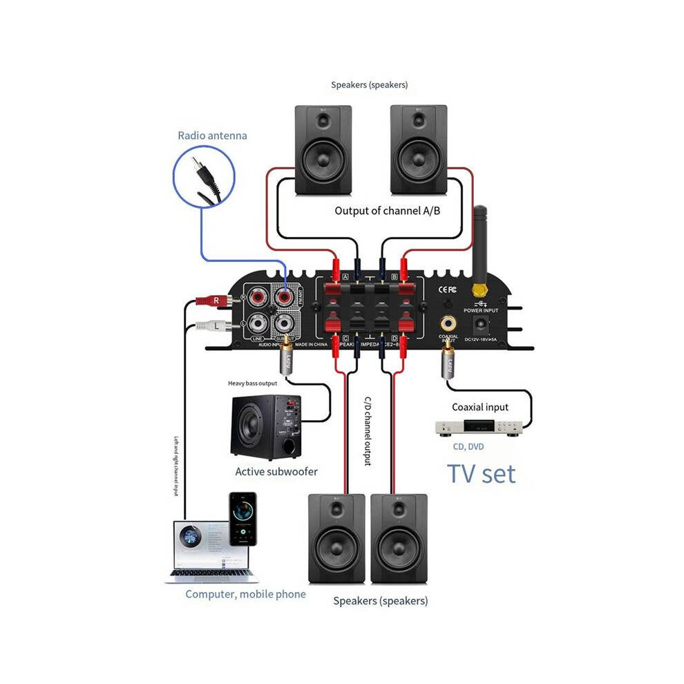 Lepy Lp-269 Pro 4.1 Channel Bluetooth Amplifiers For Home Car Theater Coaxial In Usb Sd Fm Function Subwoofer Eu Plug 4851514173652