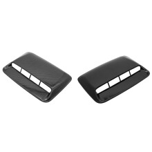 2 Set Car Hood Vent Air Outlet Cover for Air Flow Intake Vent Cover, Carbon Fiber & Bright Black