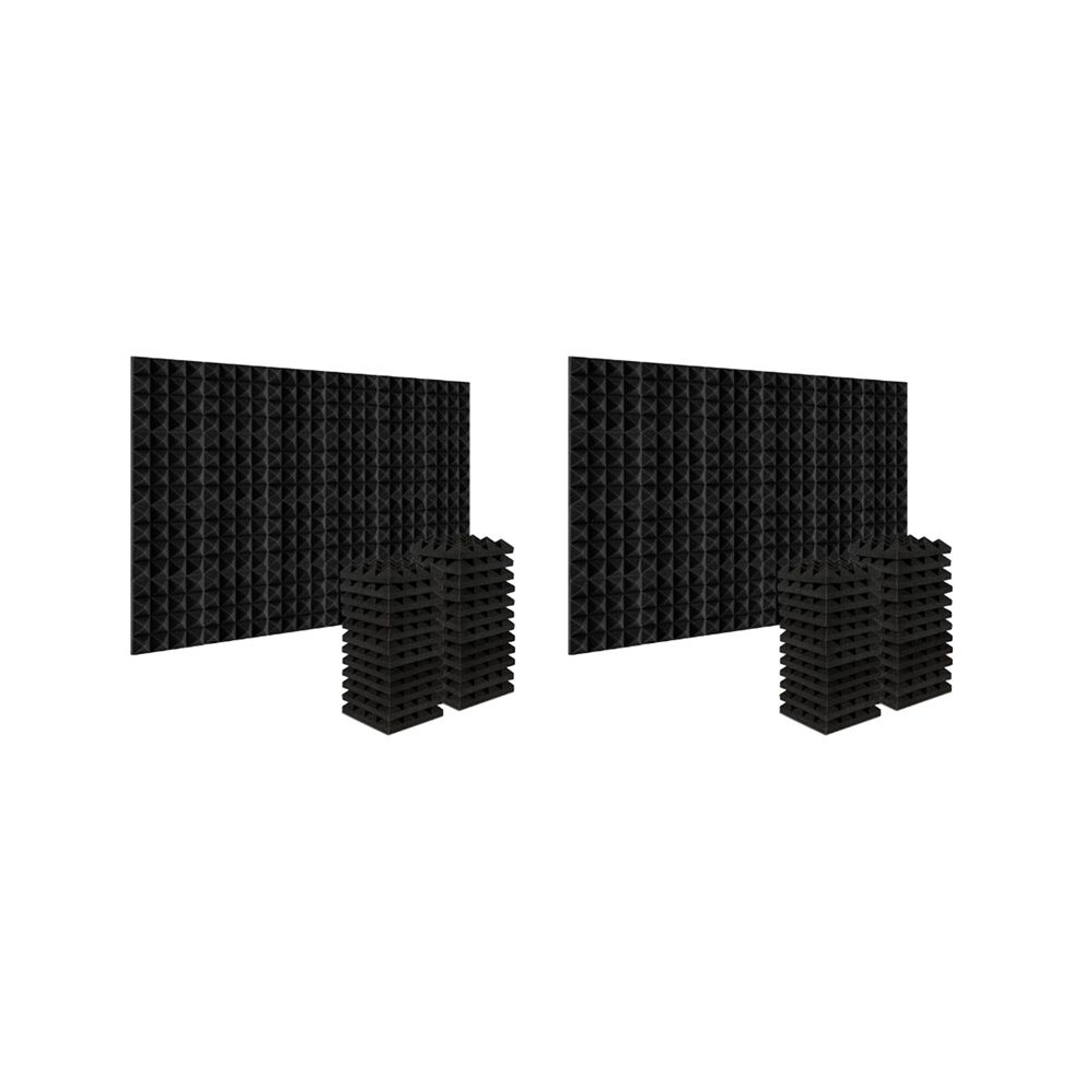 48Pcs 25X25x5cm Studio Acoustic Soundproof Foam Pyramid Noise Insulation Sound Absorption Treatment Panels Black 6032332981515