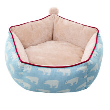 Creative Pentagonal Plush Pet Nest Warm Lovely Dog House-Blue