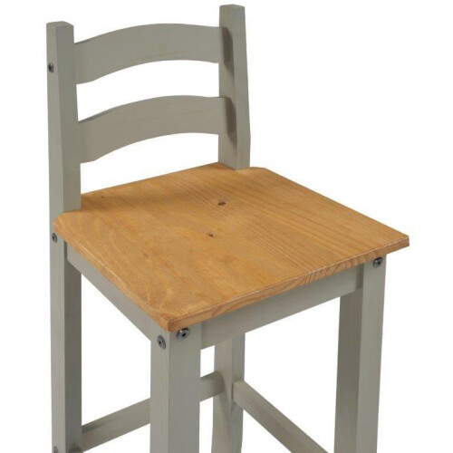 Mercers Furniture Corona Grey Wax Pair of Bar Stools Solid Pine Wood 2