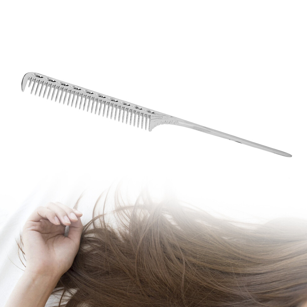 Unisex Silver Metal Rat Tail Hair Comb For Stylist Hairdressing Salon Barber Aluminum
