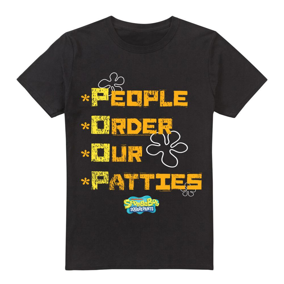 Spongebob Squarepants (Xxl, Black) Mens People Order Our Patties T-Shirt