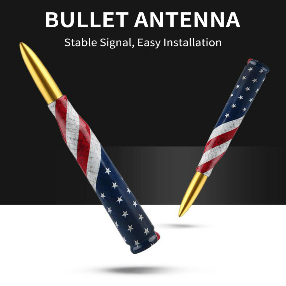 Universal Metal Bullet Flag Car Antenna 140*20Mm Durable Gold 6941386197431