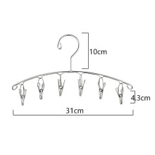 Windfester Kleiderbügel mit Clips für Mehrzweck-Wäsche, korrosionsbeständiger Wäscheständer mit 8 Clips, Wäscheständer aus Edelstahl für