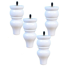 4 Pack Solid Wood Furniture Legs M8 Bolt White Sofa Couch Cabinet Table Feet 8cm Replacement