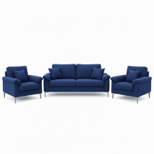 Blue Sofa Set 1 Two Seater Sofa and 2 Single Sofas